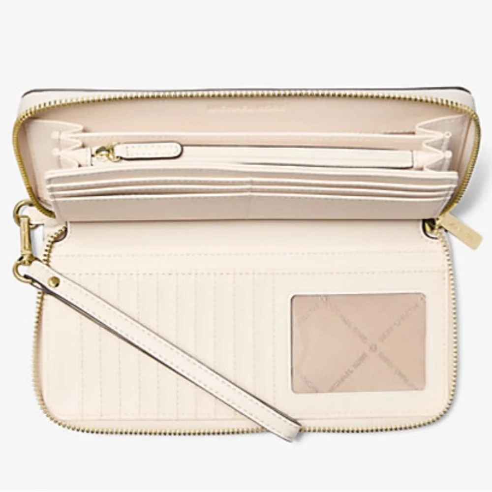 Michael Kors Jet Set Travel Large Signature Logo and Metallic Continental Wallet